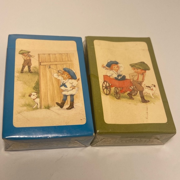 70s boys art Hallmark Crown Knickers n Bloomers mini PLAYING CARDS 2 Deck LOT - Picture 1 of 13
